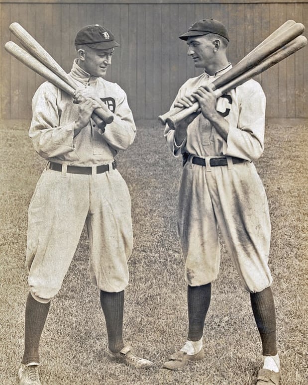 Shoeless Joe Jackson with Ty Cobb