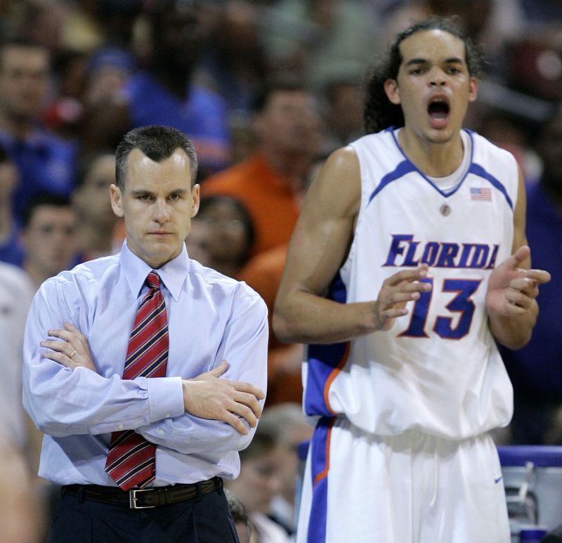 Joakim Noah With Gators Head Coach Billy Donovan 