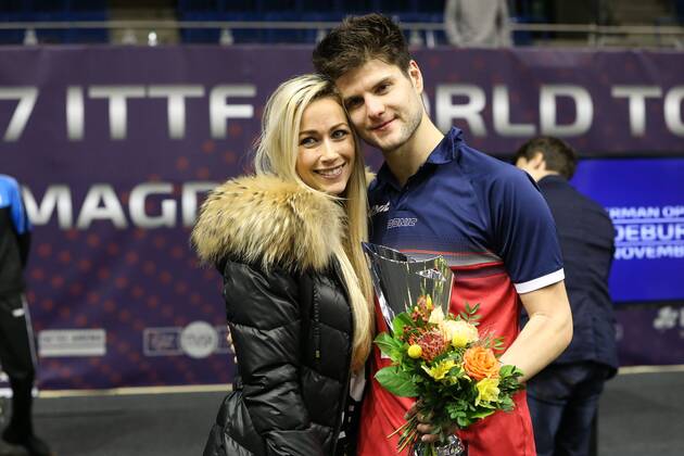 Dimitrij Ovtcharov with his wife, Jenny. 