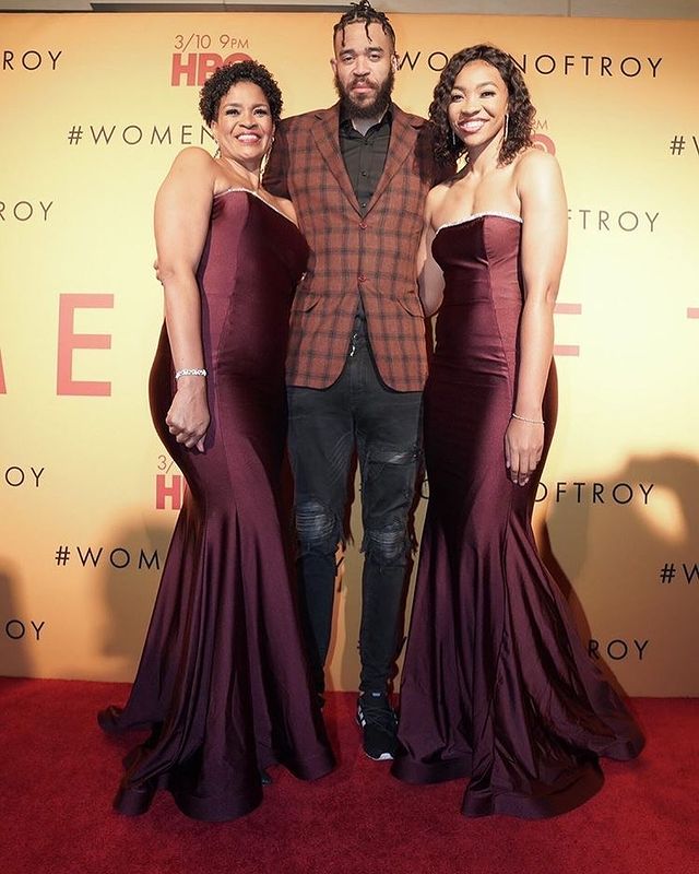 JaVale with his mum and sister, Imani