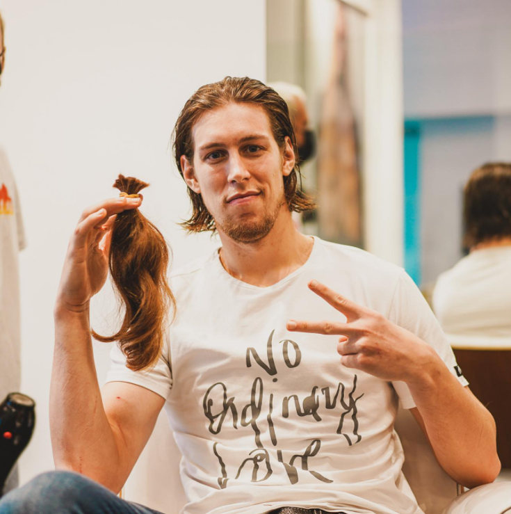 Kelly Olynyk cut off his hair for donation to the kids (Source: Instagram)