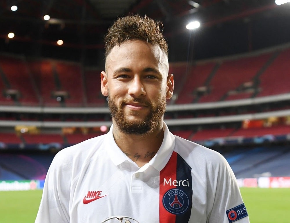 Neymar in faux hawk hairstyle with shaved sides