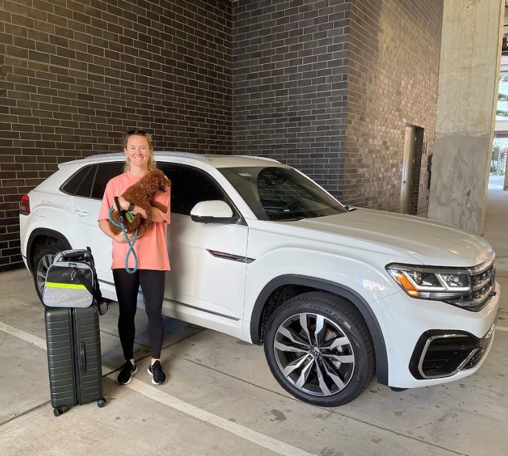 Samantha With Her Dog All Ready To Hit The Road