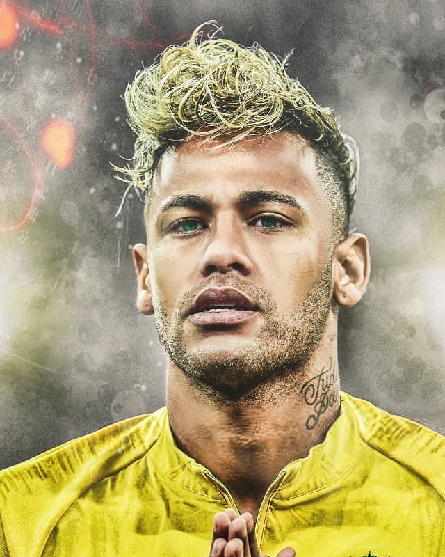 Neymar with spaghetti blonde haircut