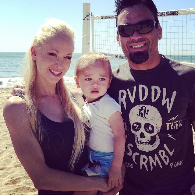 Eddie with his wife Lux and son Draco