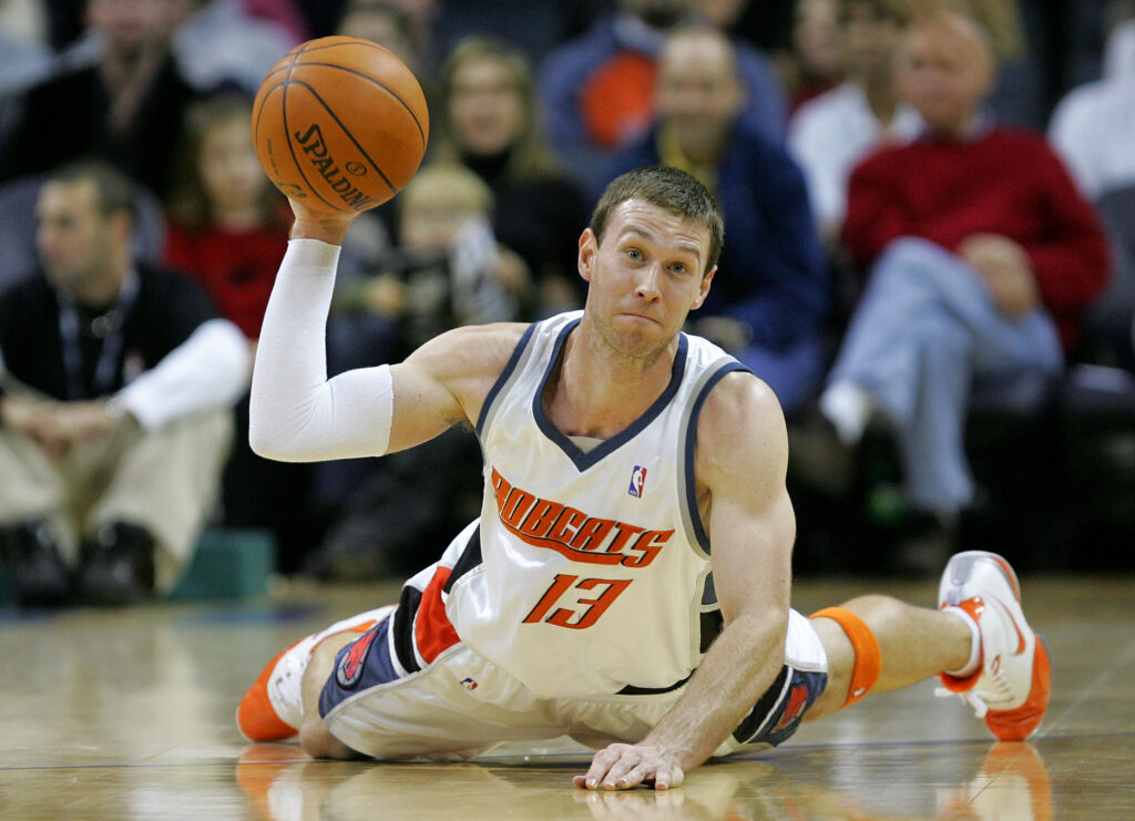 Matt Carroll Throws A Ball From The Floor Against The New York Knicks During Their Game 