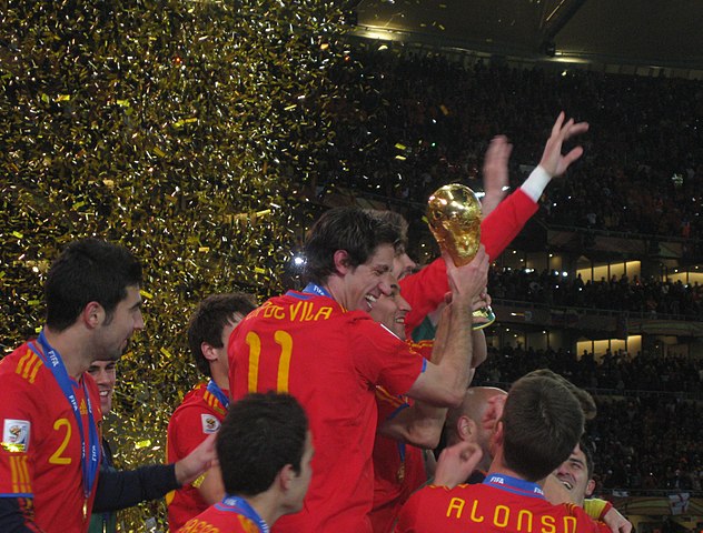 Spain celebrating their 2010 FIFA World Cup win