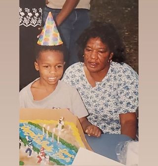 Brandon with his grandma celebrating his birthday