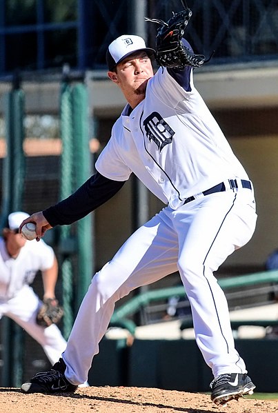Corey Knebel pitching for the Detroit Tigers, 2014