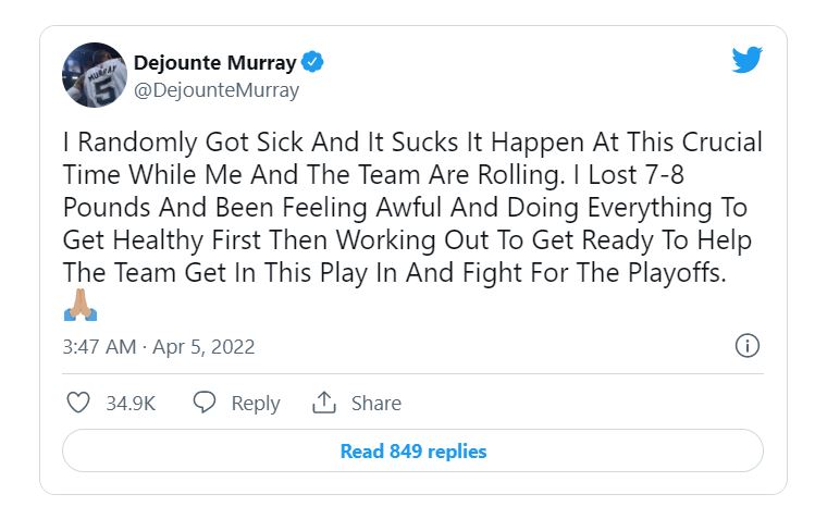 Dejounte Murray's tweet
