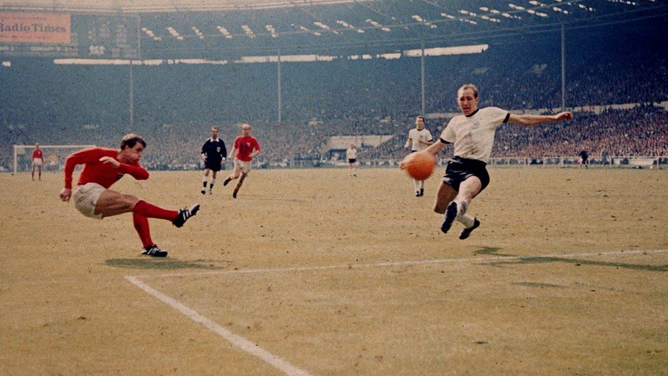 Geoff Hurst in the World Cup final in 1966
