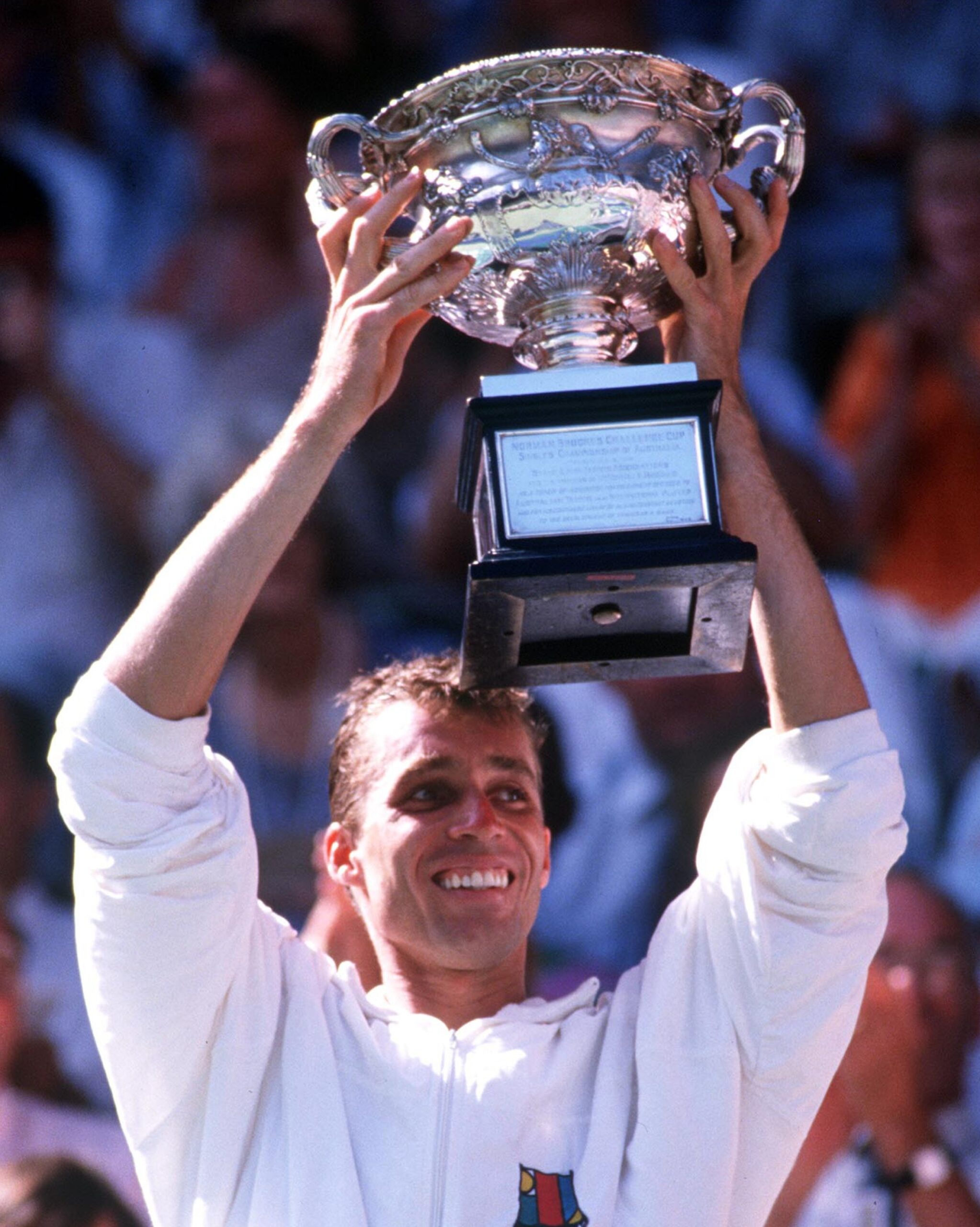 Ivan Lendl With The Australian Open Trophy