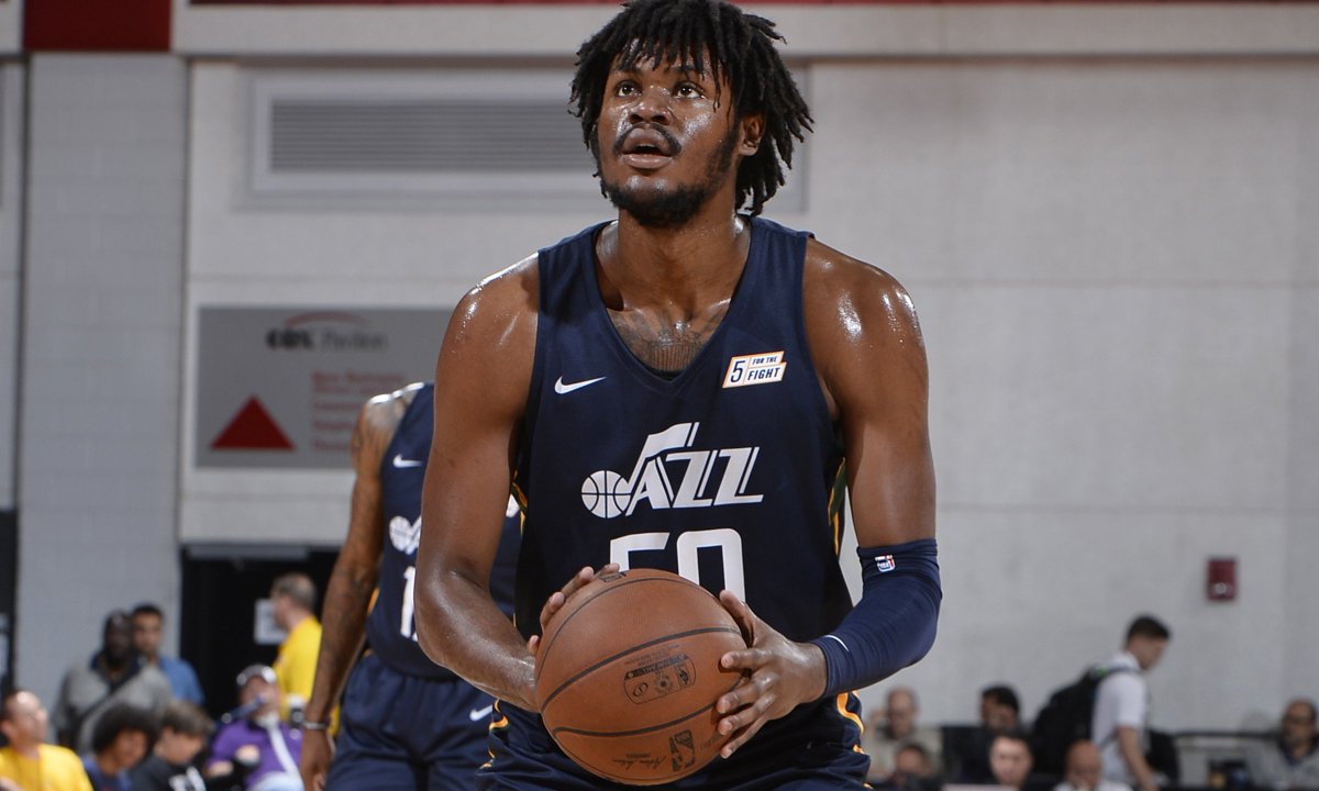 Stone with Utah Jazz during summer league (Source: Twitter)