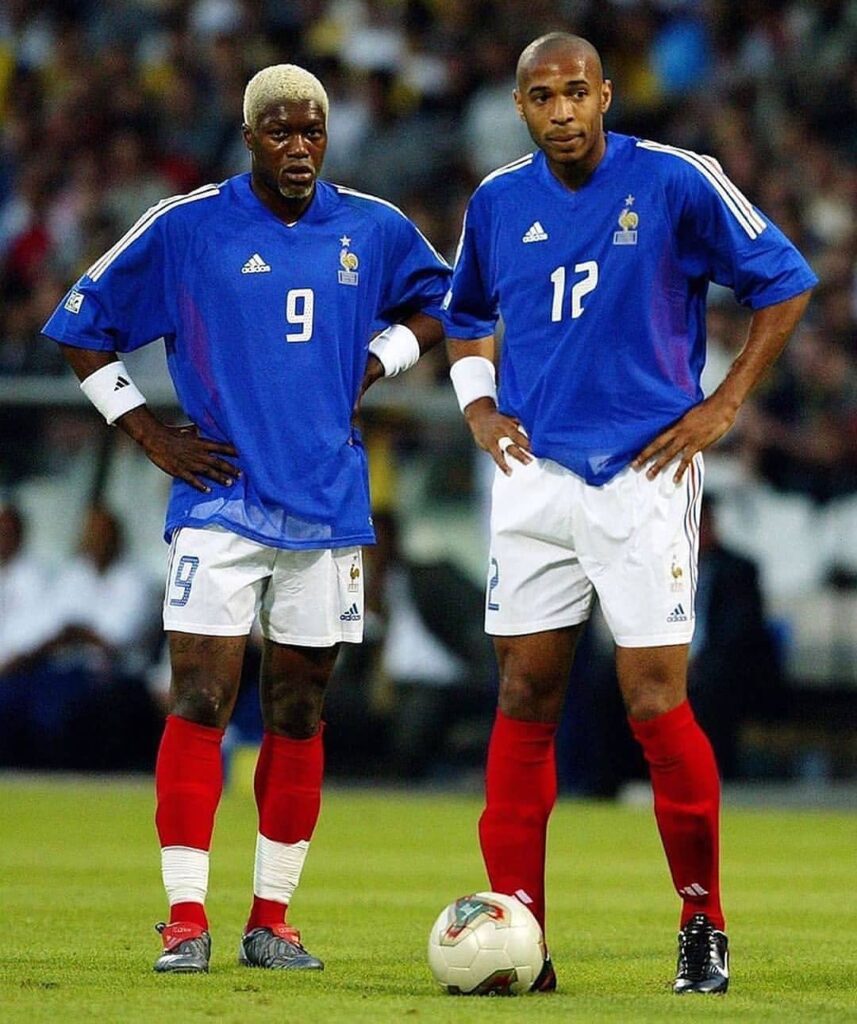 Jibril Cisse and Thierry Henry of France at FIFA Confederations Cup 2003 Group A match