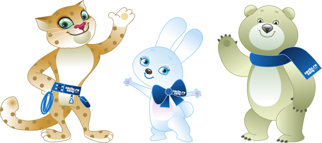 2014 Winter Olympic mascots, the Leopard, Polar bear, and Hare (Source: Wiki)