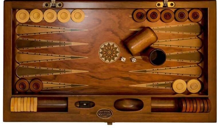 Backgammon Set Mosaic and Carved Design