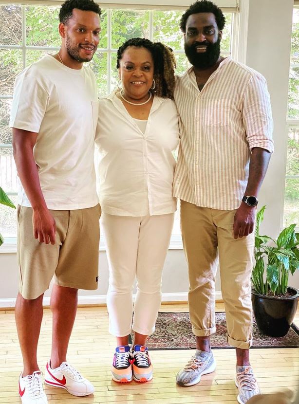 Chris Wright with his elder brother and mother