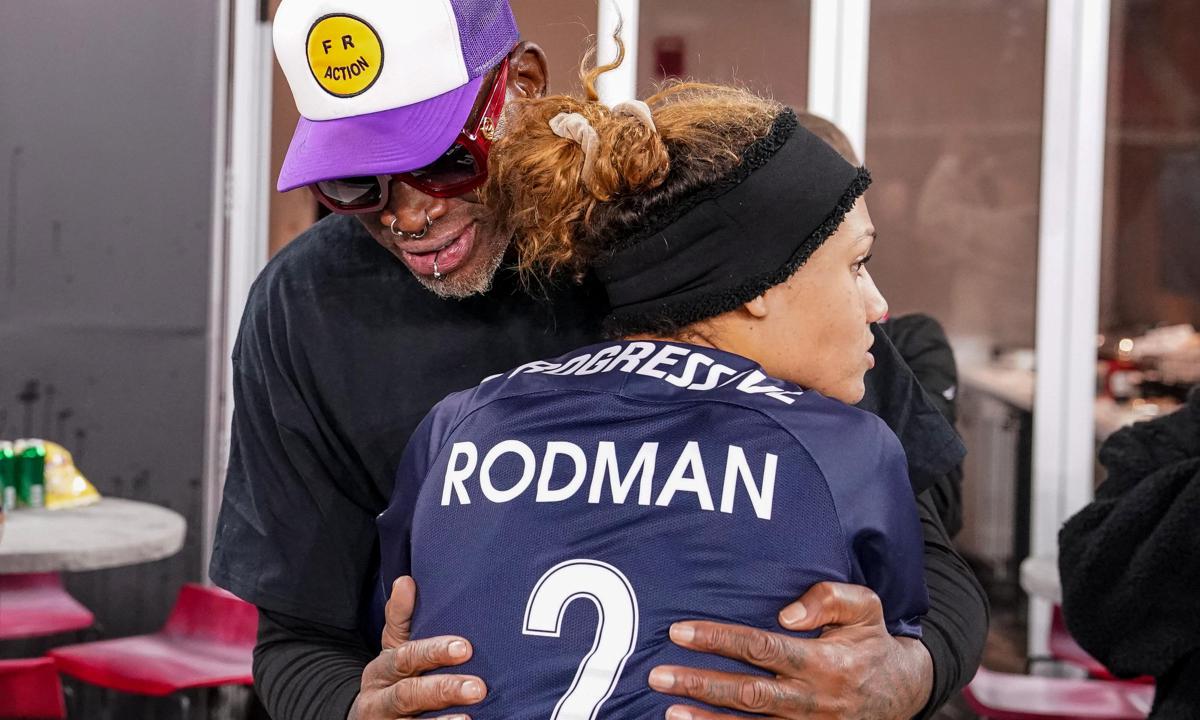 Dennis Rodman Attending His Daughter's Game 