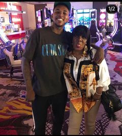 Nick Young with his mum 