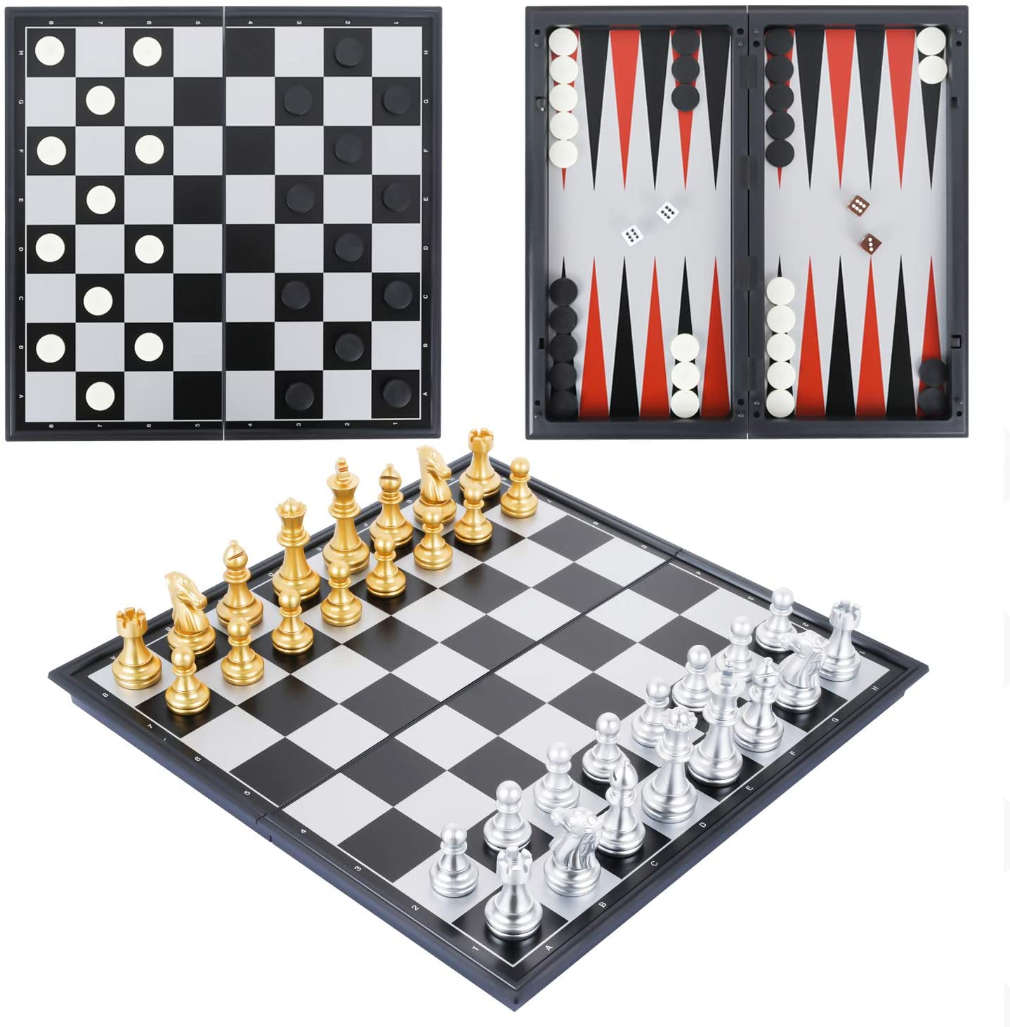 Peradix 3 in 1 Chess Checkers Backgammon Set