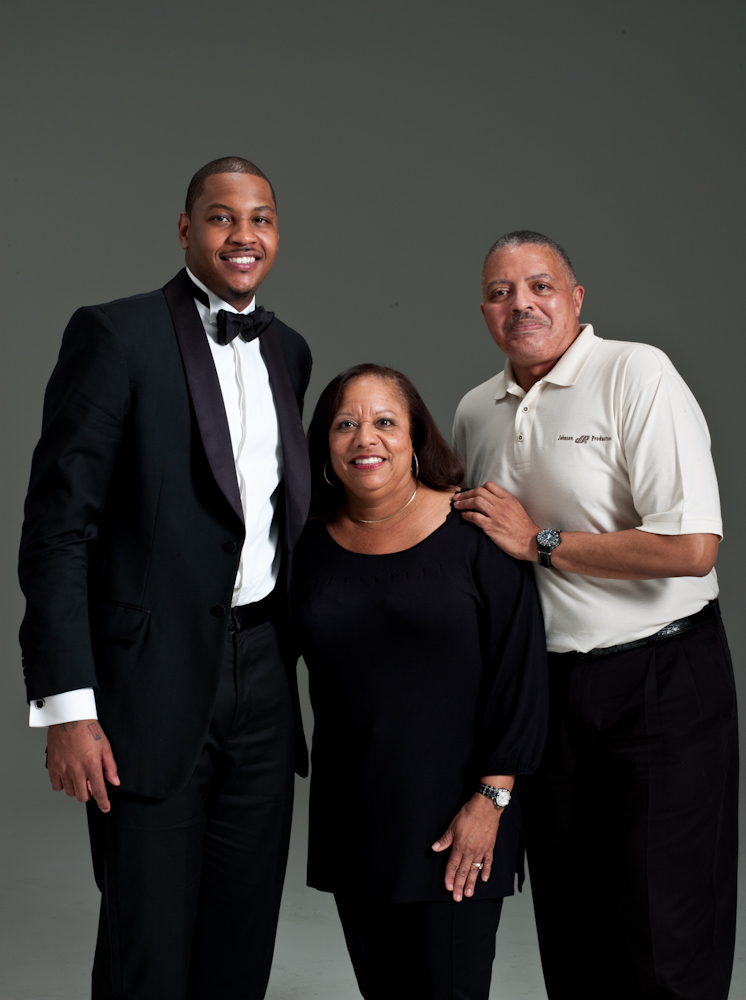 From Left, Carmelo Anthony, his Mother Mary Anthony and his Father Carmelo Iriarte 