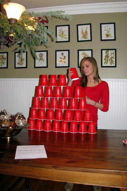 Christmas cup tower game