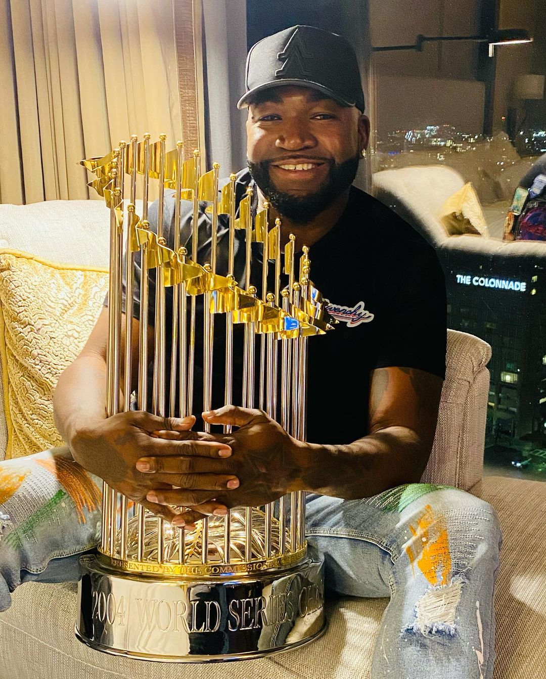 David Ortiz With World Series Award