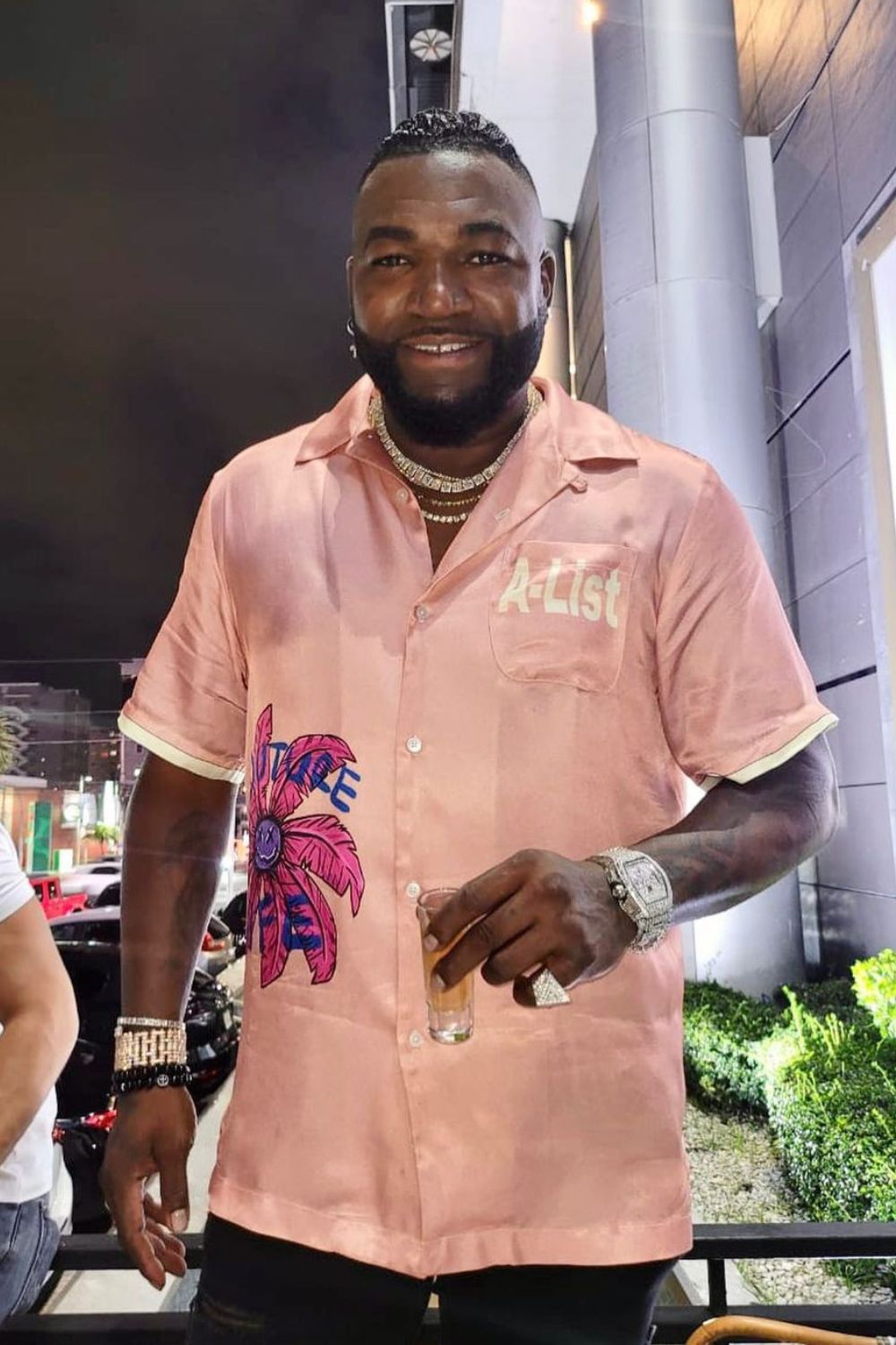 David Ortiz In A Peach Color Shirt