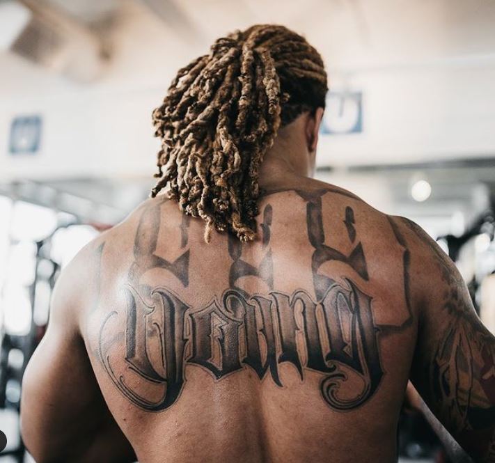 Chase Young's back tattoo