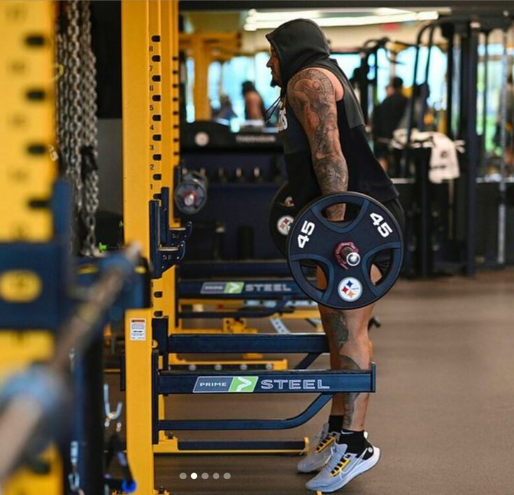 Kendrick Green working out in the gym