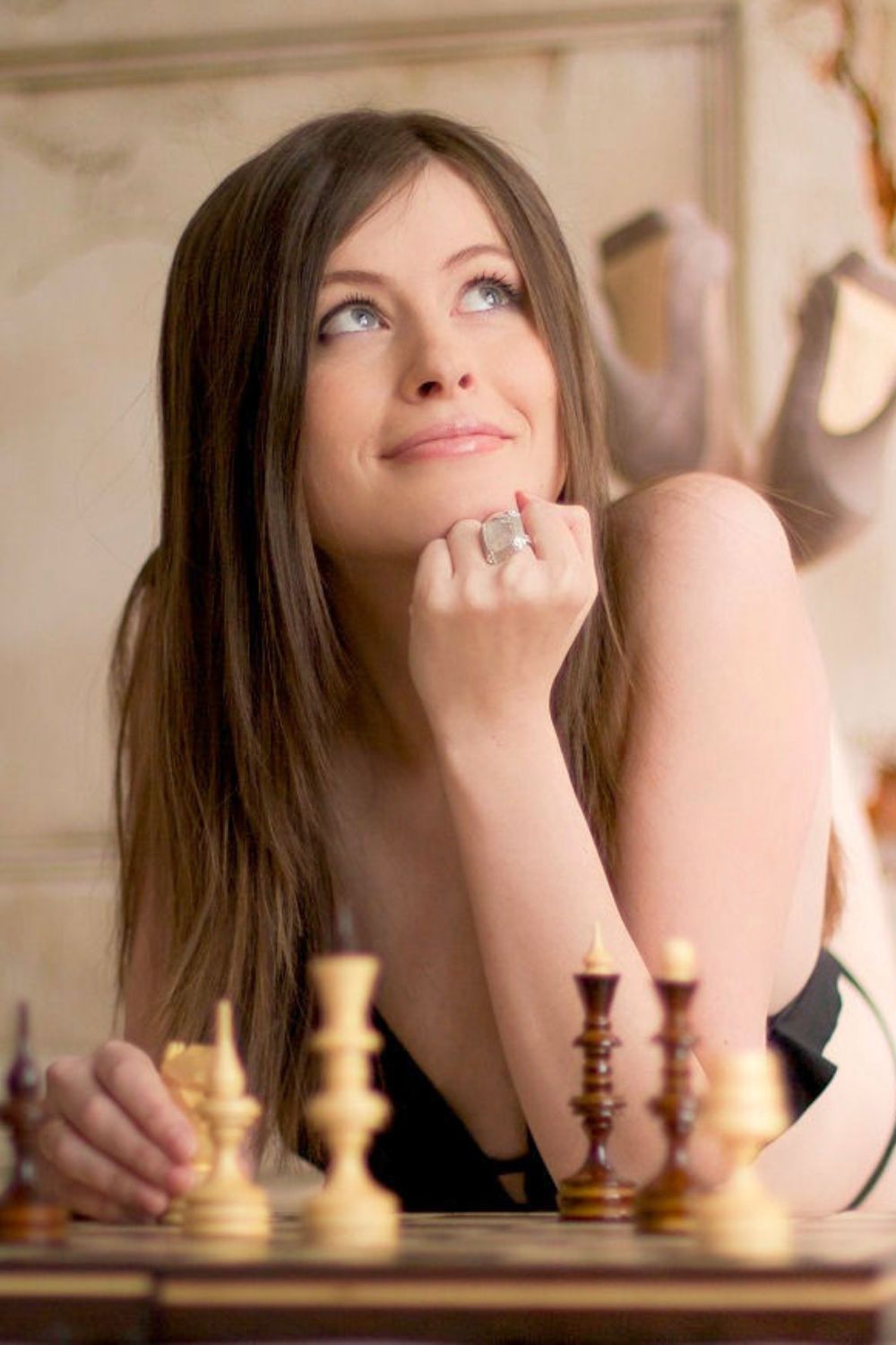 Natalia Pogonina Posing With Chess Board 