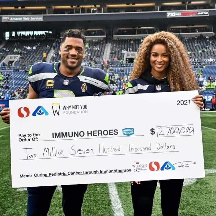 Russell Wilson And Ciara Present $2.7 Million Check To Fight Pediatric Cancer 