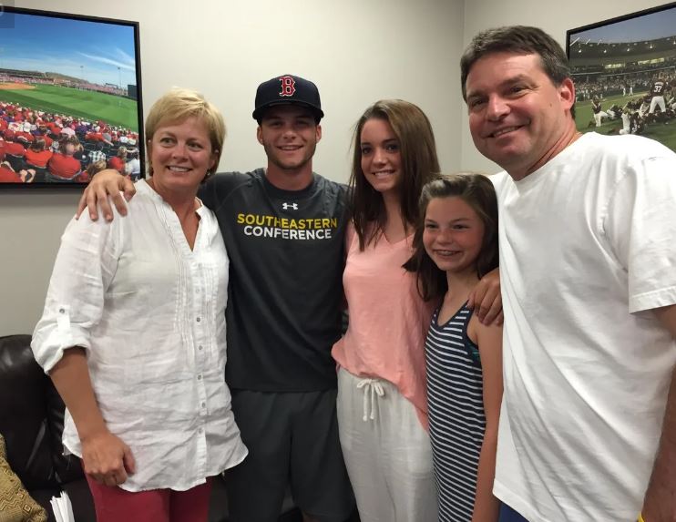 Andrew Benintendi With His Parents And Sisters