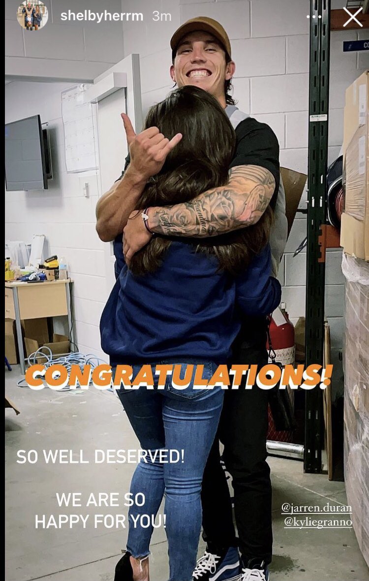 Instagram Story Screenshot Of Jarren's Girlfriend Kylie As She Congratulated Him For MLB Debut