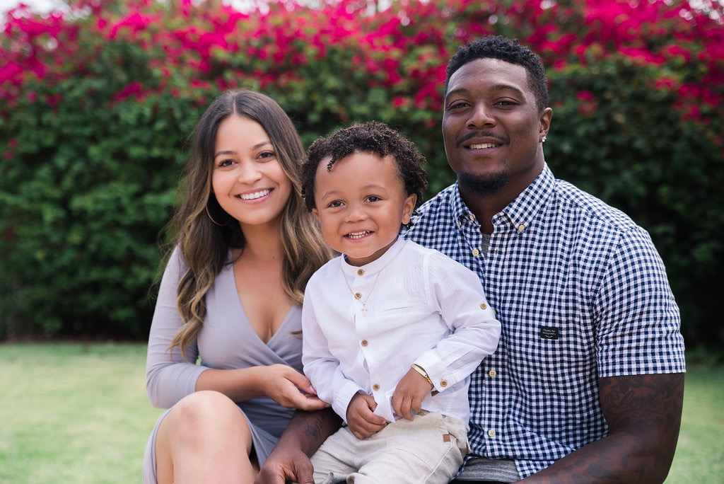 Tony Jefferson with his wife and son