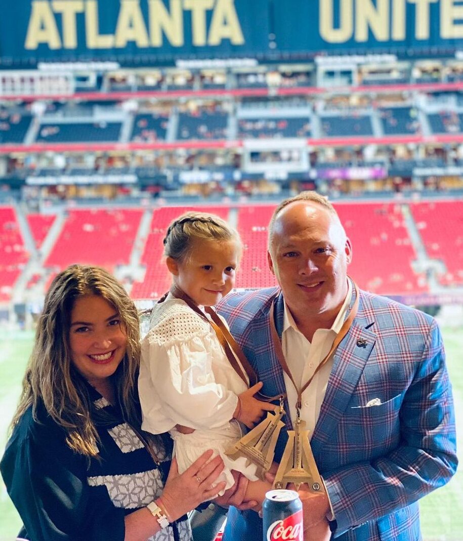 Geoff Collins with his wife and daughter (Source: Instagram)