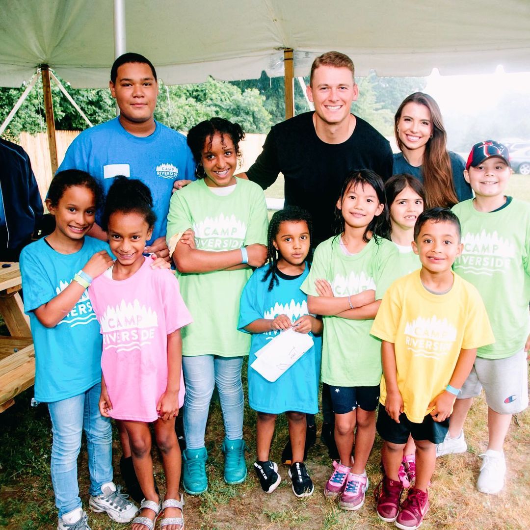 Mac and Sophie with children during their camping trip at Camp Riverside (Source: Instagram)