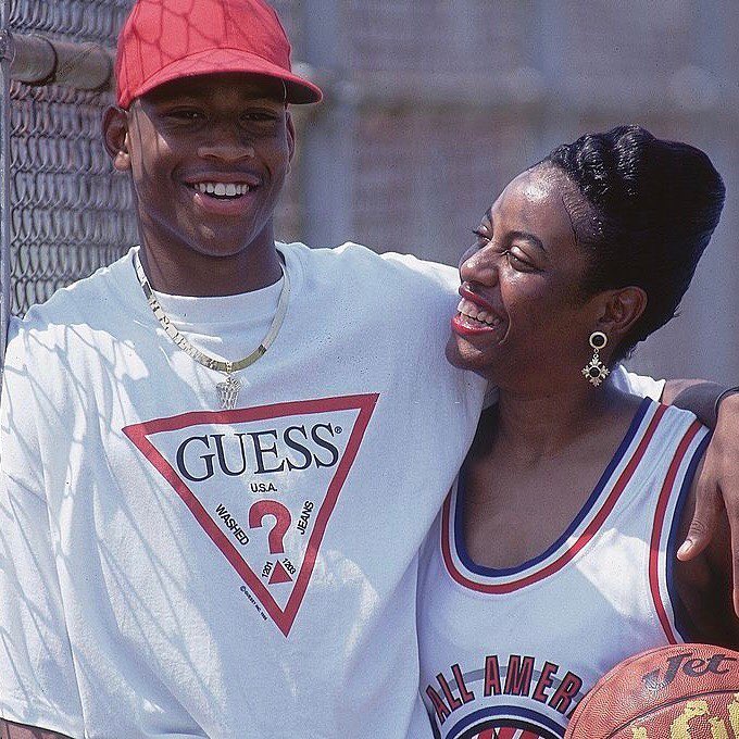 Young Allen Iverson With His Mother