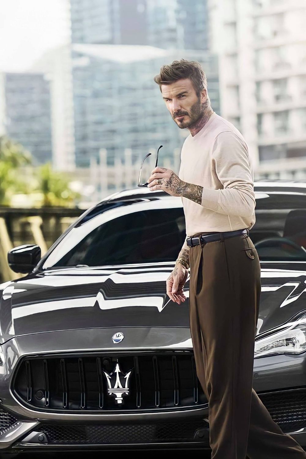 David Beckham With His Maserati 