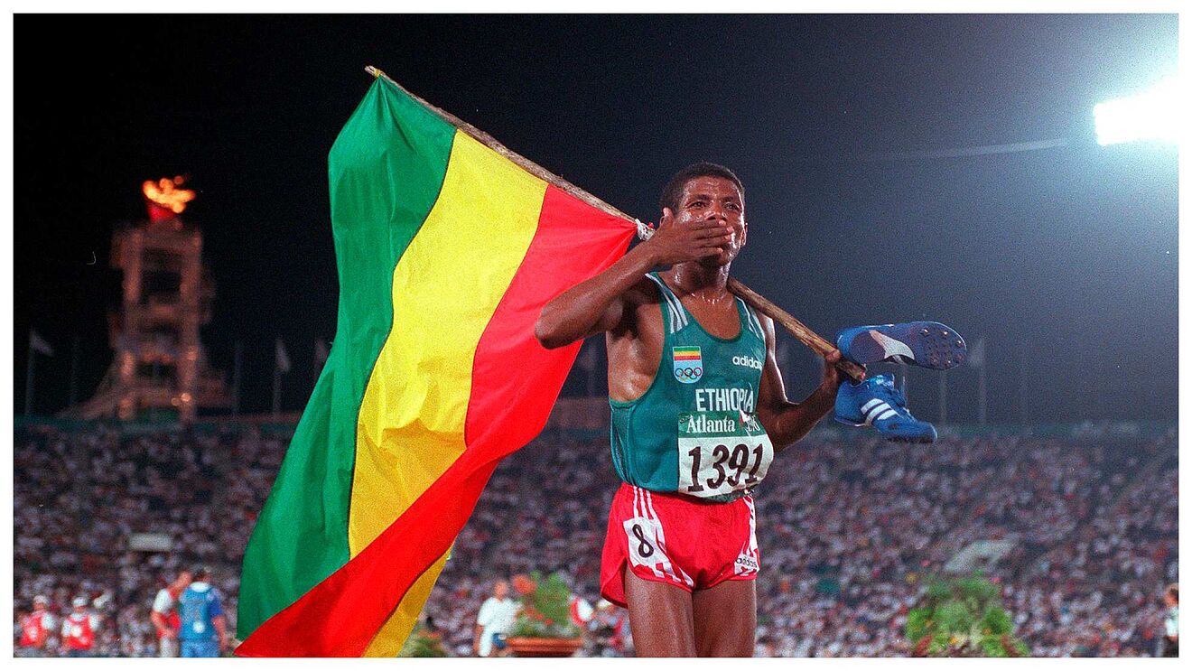 Haile Gebrselassie Holding Ethiopia Flag