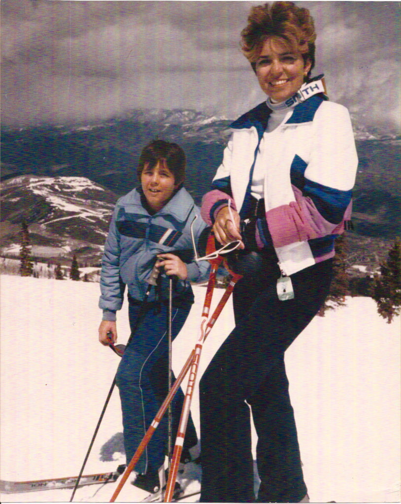 Little Brian With His Mother Judi Skiing 