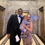 Rickey Jefferson with his wife and son