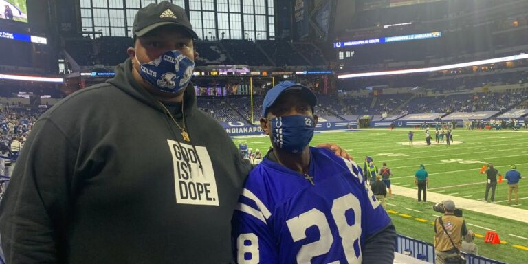 Jonathan Taylor's Father Jonathan James (Right) With Taylor's High School Coach (Left)