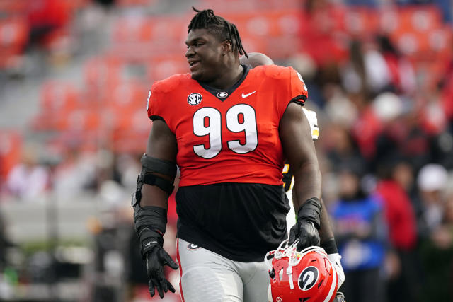 Georgia Defensive Lineman Jordan Davis Is Shown After Defeating Missouri In An NCAA college 