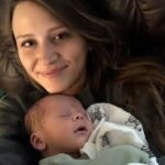 Megan Schobert with her new born baby