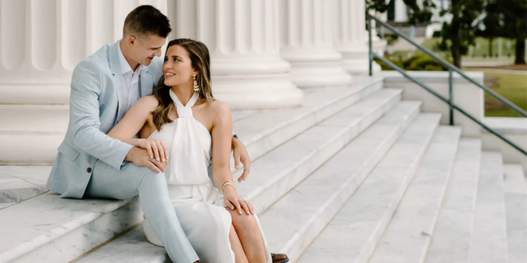 Evan and Gracie Posing For Their wedding Photoshoot