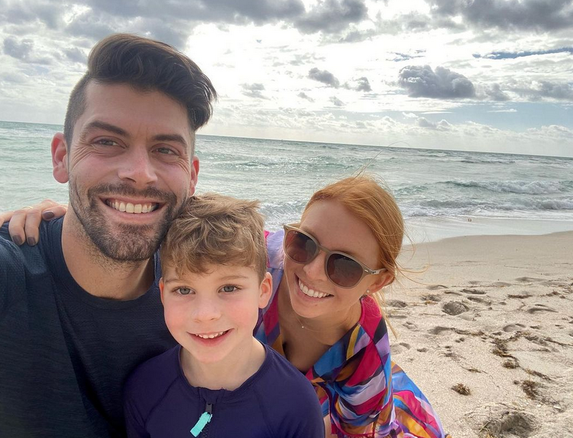 NFL Kicker Taking Selfie With His Wife And Son On Beach