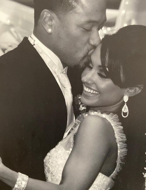 Marcus Freeman And Joanna Freeman In Their Wedding