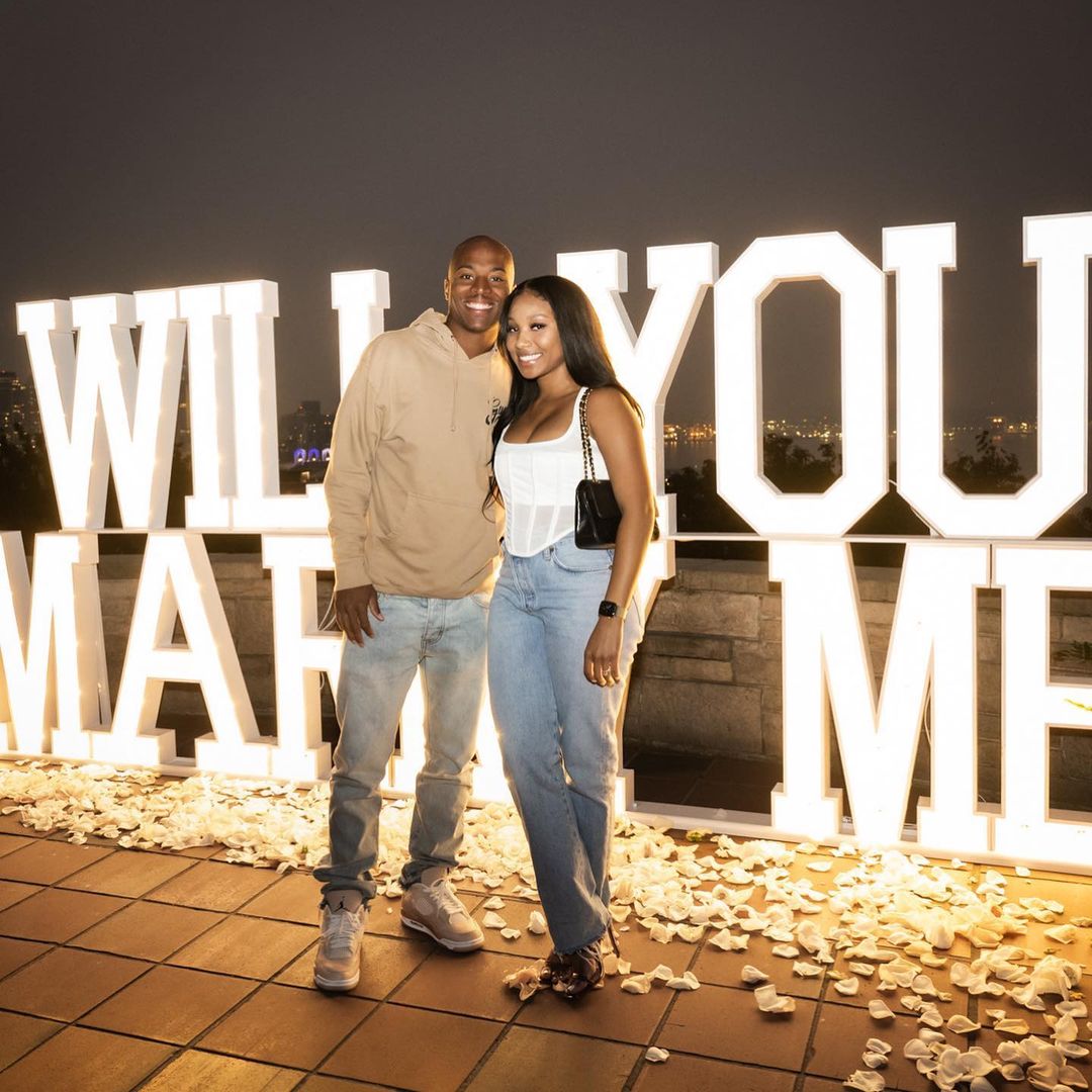 Tyler Lockett with his girlfriend at their engagement ceremony (Source: Instagram)