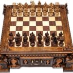 Handmade Big Chess Antique Collectible Wood Chess